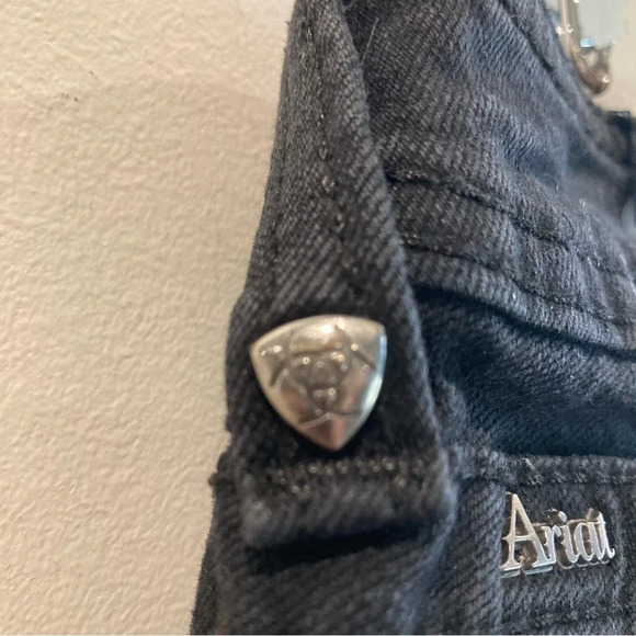 ARIAT Sz 30R Onyx Jeans Rhinestone Studs Washed Black Slim Leg Mid Rise Jeans - Picture 12 of 13